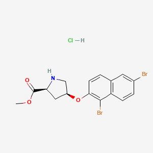 molecular formula C16H16Br2ClNO3 B1424716 Methyl (2S,4S)-4-[(1,6-dibromo-2-naphthyl)oxy]-2-pyrrolidinecarboxylate hydrochloride CAS No. 1354487-66-3