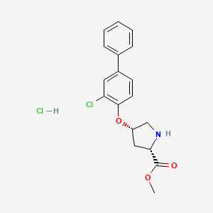 molecular formula C18H19Cl2NO3 B1424718 Methyl (2S,4S)-4-[(3-chloro[1,1'-biphenyl]-4-yl)-oxy]-2-pyrrolidinecarboxylate hydrochloride CAS No. 1354488-33-7
