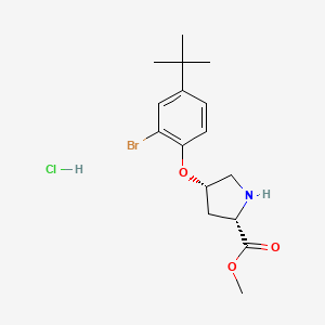 molecular formula C16H23BrClNO3 B1424719 Methyl (2S,4S)-4-[2-bromo-4-(tert-butyl)phenoxy]-2-pyrrolidinecarboxylate hydrochloride CAS No. 1354487-06-1