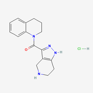 molecular formula C16H19ClN4O B1424750 3,4-Dihydro-1(2H)-quinolinyl(4,5,6,7-tetrahydro-1H-pyrazolo[4,3-c]pyridin-3-yl)methanone HCl CAS No. 1220033-90-8