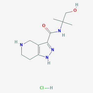molecular formula C11H19ClN4O2 B1424762 N-(2-Hydroxy-1,1-dimethylethyl)-4,5,6,7-tetra-hydro-1H-pyrazolo[4,3-c]pyridine-3-carboxamide HCl CAS No. 1220030-25-0