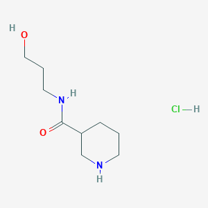 molecular formula C9H19ClN2O2 B1424778 N-(3-Hydroxypropyl)-3-piperidinecarboxamide hydrochloride CAS No. 1220035-07-3