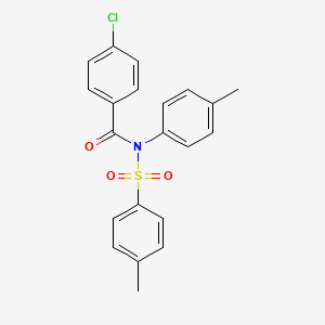 molecular formula C21H18ClNO3S B14248093 Benzamide, 4-chloro-N-(4-methylphenyl)-N-[(4-methylphenyl)sulfonyl]- CAS No. 500362-79-8