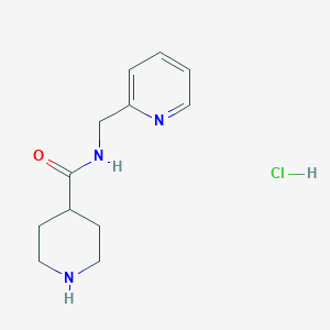 molecular formula C12H18ClN3O B1424814 N-(2-Pyridinylmethyl)-4-piperidinecarboxamide hydrochloride CAS No. 1219957-82-0