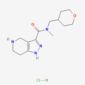molecular formula C14H23ClN4O2 B1424833 N-Methyl-N-(tetrahydro-2H-pyran-4-ylmethyl)-4,5,6,7-tetrahydro-1H-pyrazolo[4,3-c]pyridine-3-carboxam CAS No. 1220034-14-9