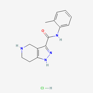 molecular formula C14H17ClN4O B1424840 N-(2-Methylphenyl)-4,5,6,7-tetrahydro-1H-pyrazolo-[4,3-c]pyridine-3-carboxamide hydrochloride CAS No. 1219957-75-1