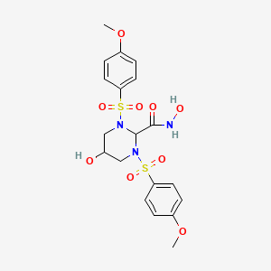 molecular formula C19H23N3O9S2 B14248573 2-Pyrimidinecarboxamide, hexahydro-N,5-dihydroxy-1,3-bis((4-methoxyphenyl)sulfonyl)- CAS No. 203915-63-3