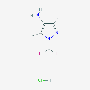 molecular formula C6H10ClF2N3 B1424872 盐酸 1-(二氟甲基)-3,5-二甲基-1H-吡唑-4-胺 CAS No. 1305711-79-8