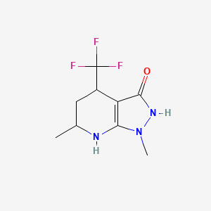 B1424878 1,6-dimethyl-4-(trifluoromethyl)-1H,2H,3H,4H,5H,6H,7H-pyrazolo[3,4-b]pyridin-3-one CAS No. 1258641-11-0