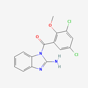 B14248993 (2-Amino-1H-benzimidazol-1-yl)(3,5-dichloro-2-methoxyphenyl)methanone CAS No. 385416-70-6