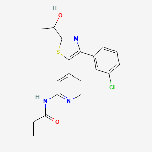 N-{4-[4-(3-Chlorophenyl)-2-(1-hydroxyethyl)-1,3-thiazol-5-yl]pyridin-2-yl}propanamide