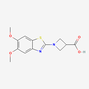 molecular formula C13H14N2O4S B1424971 1-(5,6-二甲氧基-1,3-苯并噻唑-2-基)氮丙啶-3-羧酸 CAS No. 1283108-12-2