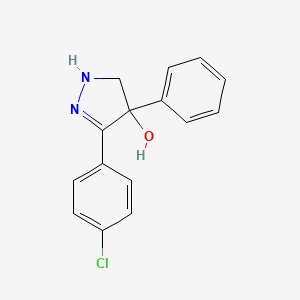 molecular formula C15H13ClN2O B14249735 1H-Pyrazol-4-ol, 3-(4-chlorophenyl)-4,5-dihydro-4-phenyl- CAS No. 362519-26-4