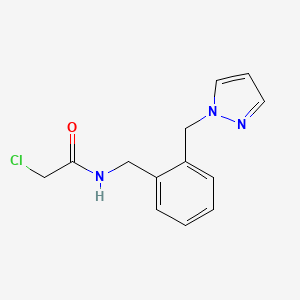 molecular formula C13H14ClN3O B1424992 2-氯-N-[{[2-(1H-吡唑-1-基甲基)苯基]甲基}乙酰胺 CAS No. 1311316-11-6