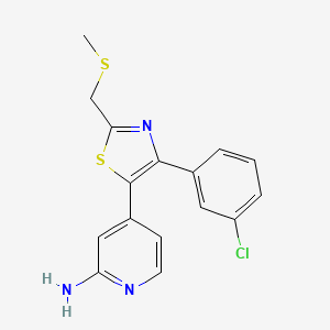 4-{4-(3-Chlorophenyl)-2-[(methylsulfanyl)methyl]-1,3-thiazol-5-yl}pyridin-2-amine