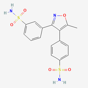 molecular formula C16H15N3O5S2 B1425132 3-(5-甲基-4-(4-磺酰胺苯基)异恶唑-3-基)苯磺酰胺 CAS No. 1373038-59-5