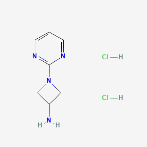 molecular formula C7H12Cl2N4 B1425134 1-(嘧啶-2-基)氮杂环丁烷-3-胺二盐酸盐 CAS No. 1365968-57-5