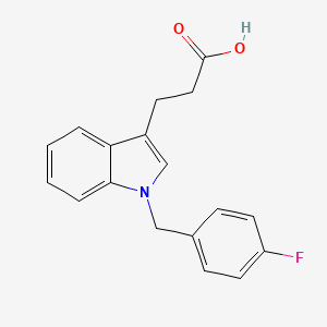 molecular formula C18H16FNO2 B14251527 1H-Indole-3-propanoic acid, 1-[(4-fluorophenyl)methyl]- CAS No. 219544-69-1