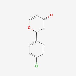 4H-Pyran-4-one, 2-(4-chlorophenyl)-2,3-dihydro-, (2R)-