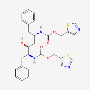 molecular formula C28H30N4O5S2 B1425207 Thiazol-5-ylmethyl ((1S,2S,4S)-1-benzyl-2-hydroxy-5-phenyl-4-(((thiazol-5-ylmethoxy)carbonyl)amino)pentyl)carbamate CAS No. 144142-33-6