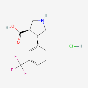 molecular formula C12H13ClF3NO2 B1425212 反式-4-(3-(三氟甲基)苯基)吡咯烷-3-羧酸-盐酸 CAS No. 1049978-65-5