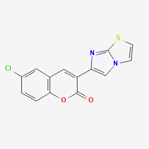 2H-1-Benzopyran-2-one, 6-chloro-3-imidazo[2,1-b]thiazol-6-yl-