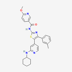 molecular formula C28H29N5O2S B14252368 N-[5-(2-Cyclohexylamino-4-pyridyl)-4-(3-methylphenyl)-1,3-thiazol-2-YL]-6-methoxynicotinamide CAS No. 365429-84-1