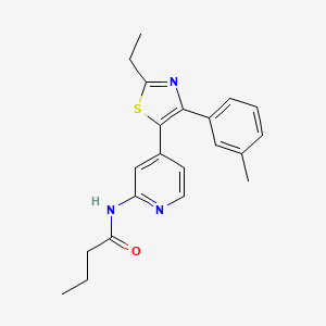 N-[4-[2-ethyl-4-(3-methylphenyl)-1,3-thiazol-5-yl]pyridin-2-yl]butanamide