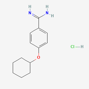 molecular formula C13H19ClN2O B1425268 4-(Cyclohexyloxy)benzene-1-carboximidamide hydrochloride CAS No. 1221722-99-1