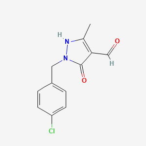 molecular formula C12H11ClN2O2 B1425283 1-[(4-氯苯基)甲基]-5-羟基-3-甲基-1H-吡唑-4-甲醛 CAS No. 1221722-66-2