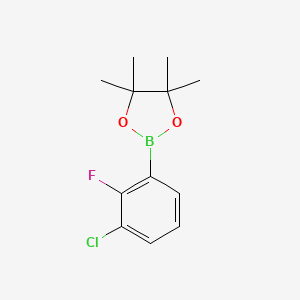 molecular formula C12H15BClFO2 B1425309 2-(3-Chloro-2-fluorophenyl)-4,4,5,5-tetramethyl-1,3,2-dioxaborolane CAS No. 1192025-01-6