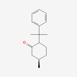 molecular formula C16H22O B14253195 (5R)-5-Methyl-2-(2-phenylpropan-2-yl)cyclohexan-1-one CAS No. 205057-17-6