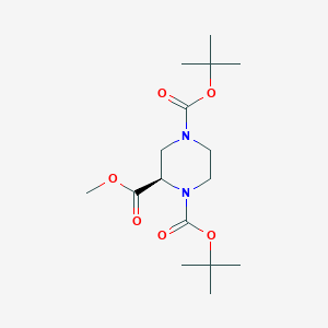 molecular formula C16H28N2O6 B1425321 (R)-1,4-Di-tert-butyl 2-methyl piperazine-1,2,4-tricarboxylate CAS No. 637027-24-8