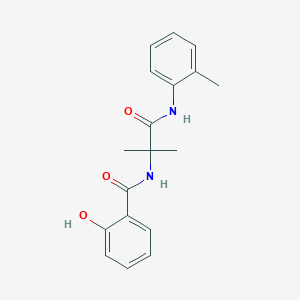 2-hydroxy-N-[2-methyl-1-(2-methylanilino)-1-oxopropan-2-yl]benzamide