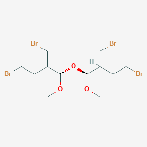 molecular formula C12H22Br4O3 B14253647 (1S)-4-Bromo-1-[(1S)-4-bromo-2-(bromomethyl)-1-methoxybutoxy]-2-(bromomethyl)-1-methoxybutane CAS No. 209806-87-1