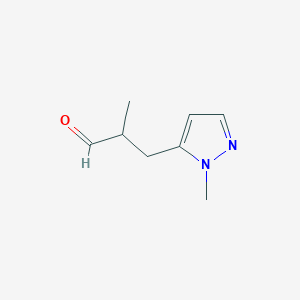 molecular formula C8H12N2O B1425386 2-甲基-3-(1-甲基-1H-吡唑-5-基)丙醛 CAS No. 1344347-84-7
