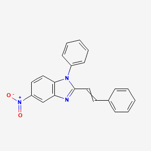 molecular formula C21H15N3O2 B14253985 5-Nitro-1-phenyl-2-(2-phenylethenyl)-1H-benzimidazole CAS No. 208922-24-1