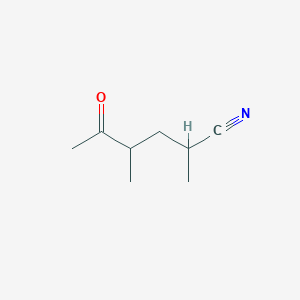 molecular formula C8H13NO B142541 Hexanenitrile, 2,4-dimethyl-5-oxo-(9CI) CAS No. 137114-73-9