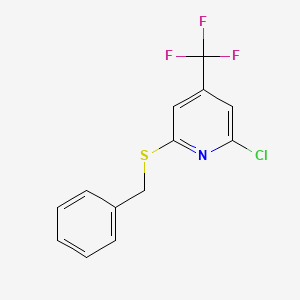 molecular formula C13H9ClF3NS B1425483 2-Chloro-6-(benzylsulfanyl)-4-(trifluoromethyl)pyridine CAS No. 1303889-57-7