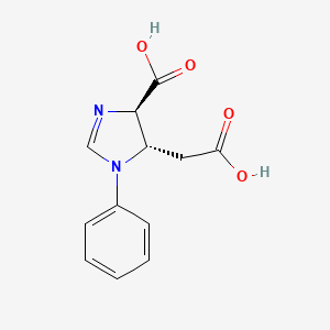 molecular formula C12H12N2O4 B14254842 (4R,5S)-5-(Carboxymethyl)-1-phenyl-4,5-dihydro-1H-imidazole-4-carboxylic acid CAS No. 188657-34-3