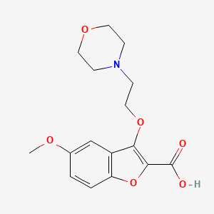 molecular formula C16H19NO6 B14254887 5-Methoxy-3-[2-(morpholin-4-yl)ethoxy]-1-benzofuran-2-carboxylic acid CAS No. 391257-60-6