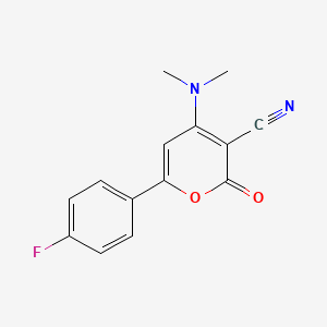 molecular formula C14H11FN2O2 B14255090 2H-Pyran-3-carbonitrile, 4-(dimethylamino)-6-(4-fluorophenyl)-2-oxo- CAS No. 326859-22-7