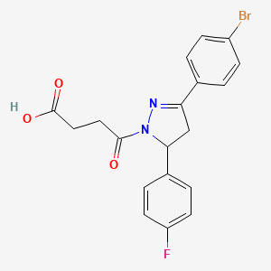 molecular formula C19H16BrFN2O3 B14255240 4-(3-(4-bromophenyl)-5-(4-fluorophenyl)-4,5-dihydro-1H-pyrazol-1-yl)-4-oxobutanoic acid 