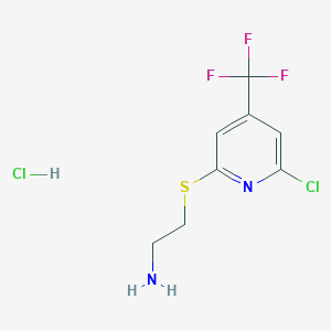 molecular formula C8H9Cl2F3N2S B1425533 2-[[6-Chloro-4-(trifluoromethyl)-2-pyridyl]sulfanyl]ethanamine hydrochloride CAS No. 1208081-83-7