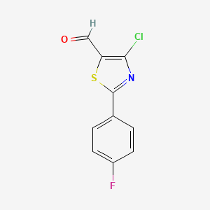 molecular formula C10H5ClFNOS B1425549 4-Chloro-2-(4-fluorophenyl)thiazole-5-carbaldehyde CAS No. 499796-86-0