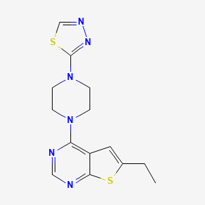 molecular formula C14H16N6S2 B1425590 4-(4-(1,3,4-Thiadiazol-2-yl)piperazin-1-yl)-6-ethylthieno[2,3-d]pyrimidine CAS No. 1359873-35-0