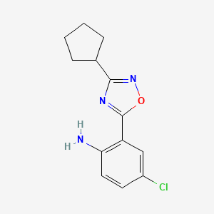 molecular formula C13H14ClN3O B1425601 4-Chloro-2-(3-cyclopentyl-1,2,4-oxadiazol-5-yl)aniline CAS No. 1182447-14-8