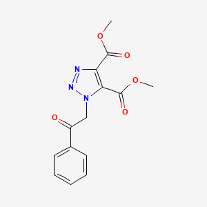 molecular formula C14H13N3O5 B1425620 dimethyl 1-(2-oxo-2-phenylethyl)-1H-1,2,3-triazole-4,5-dicarboxylate CAS No. 869895-64-7