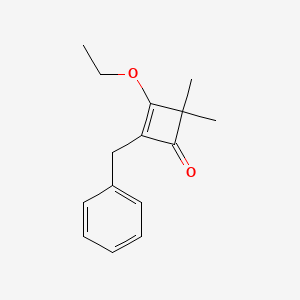 molecular formula C15H18O2 B14256908 2-Cyclobuten-1-one, 3-ethoxy-4,4-dimethyl-2-(phenylmethyl)- 