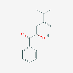 molecular formula C14H18O2 B14257149 1-Hexanone, 2-hydroxy-5-methyl-4-methylene-1-phenyl-, (2S)- CAS No. 350845-62-4